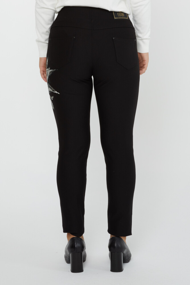 Pantalón Negro con Bordado de Flores y Piedras - 3710 | KAZEE (Juego de 4 42-44-46-48) - 6