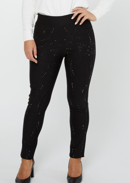 Pantalón Negro con Bordado de Piedras de Cristal - 3740 | KAZEE (Juego de 4 42-44-46-48) - 2