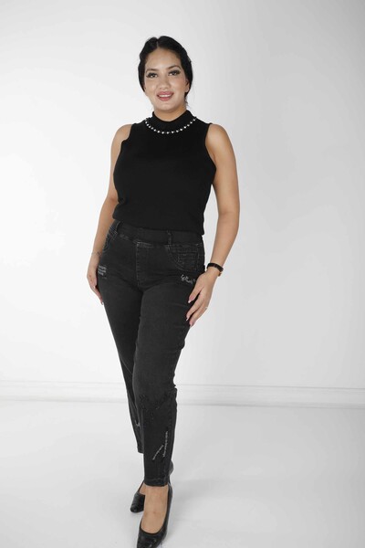 Pantalón Negro con Detalle Texto - 3782 | KAZEE (Juego de 5 42-44-46-48-50) 