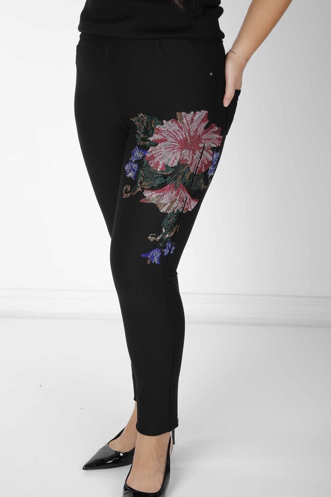 Pantalón Negro con Estampado Floral - 3419 | KAZEE (Juego de 4 36-38-40-42) - 2