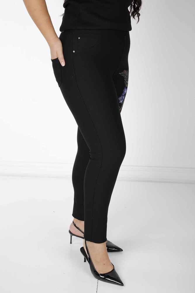 Pantalón Negro con Estampado Floral - 3419 | KAZEE (Juego de 4 36-38-40-42) - 4