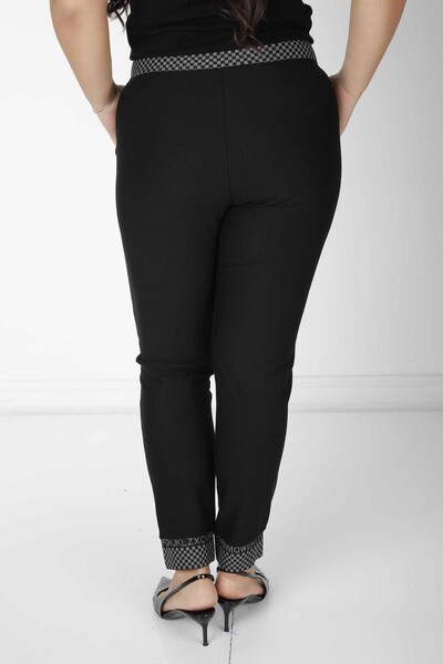 Pantalon Noir avec Détail Texte - 3643 | KAZEE (Lot de 4 42-44-46-48) - Thumbnail