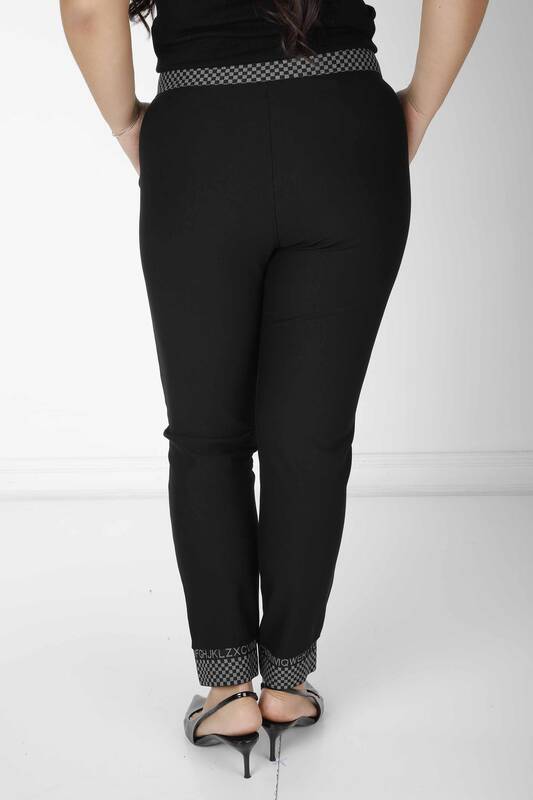 Pantalon Noir avec Détail Texte - 3643 | KAZEE (Lot de 4 42-44-46-48)