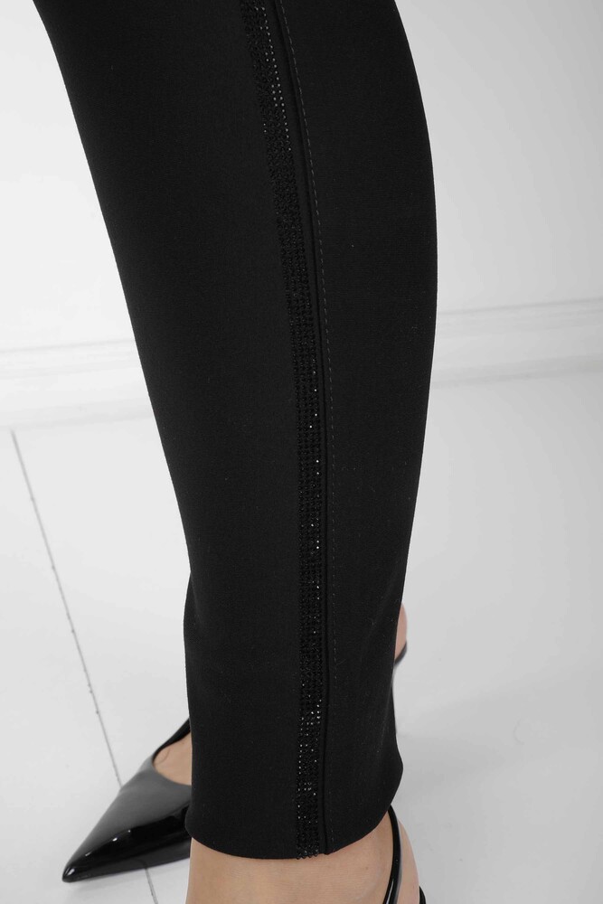 Pantalon Noir avec Broderie de Pierres - 3729 | KAZEE (Lot de 4 36-38-40-42) - 4