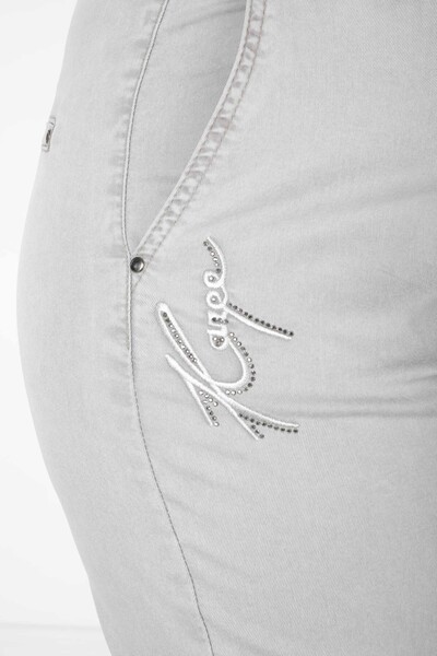 Pantalon Pierre Brodée Gris Clair - 3502 | KAZEE (Lot de 4 42-44-46-48) - Thumbnail