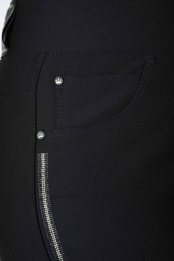 Pantalon Rayure Pierre Brodée Noir - 3330 | KAZEE (Lot de 4 36 38 40 42) - 5