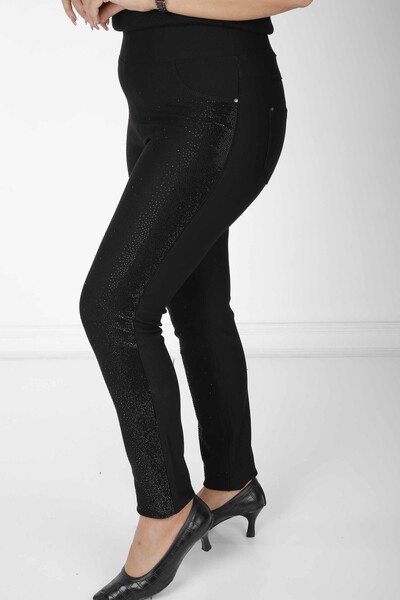 Pantalon Stoned noir avec taille élastique - 3764 | KAZEE (Lot de 4 42-44-46-48) - Thumbnail (2)