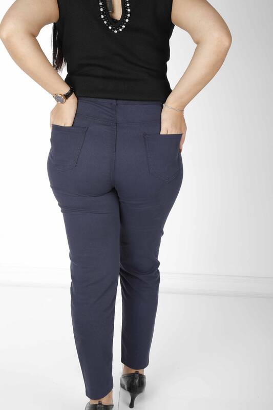 Pantaloni Curea Detaliat Bleumarin - 3684 | KAZEE (Set de 4 42-44-46-48)