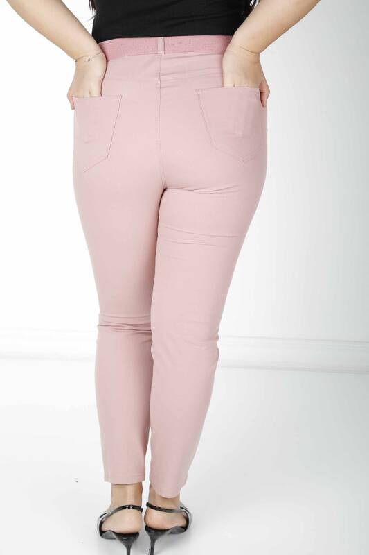 Pantaloni Curea Detaliat Dusty Rose - 3468 | KAZEE (Set de 4 42-44-46-48)