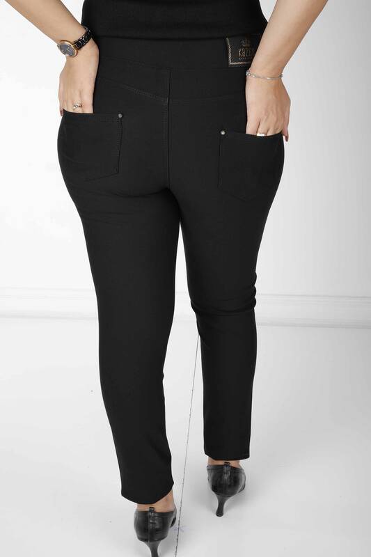 Pantaloni Frunze Cu Motiv Negru - 3771 | KAZEE (Set de 4 42-44-46-48)