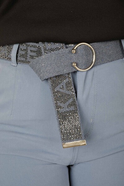 Trousers Belt Detail Indigo - 3684 | KAZEE (Set of 4 42-44-46-48) - Thumbnail