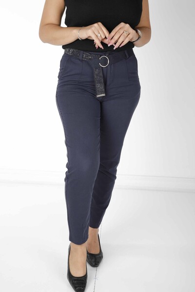 Trousers Belt Detail Navy Blue - 3684 | KAZEE (Set of 4 42-44-46-48) - Thumbnail