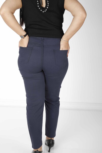 Trousers Belt Detail Navy Blue - 3684 | KAZEE (Set of 4 42-44-46-48) - Thumbnail