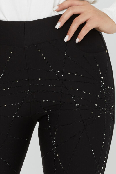 Pants Crystal Stone Embroidered Black - 3740 | KAZEE (Set of 4 42-44-46-48) - 3