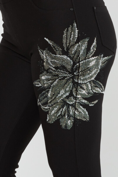 Pants Flower Stone Embroidered Black - 3710 | KAZEE (Set of 4 42-44-46-48) - 5