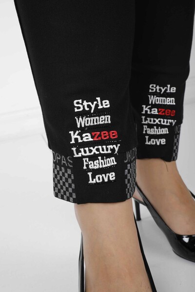 Pants Text Detailed Black - 3643 | KAZEE (Set of 4 42-44-46-48) - Thumbnail