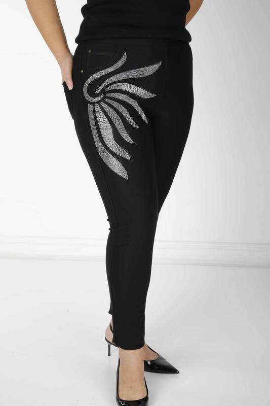 Elastic Waist Pants Black - 3775 | KAZEE (Set of 4 42-44-46-48)