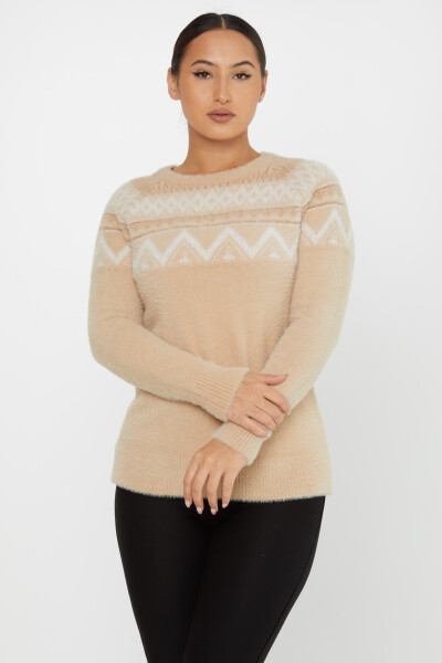 Pull Angora À Motifs Manches Longues Beige - 30682 | KAZEE (Lot de 3 S-M-L) 