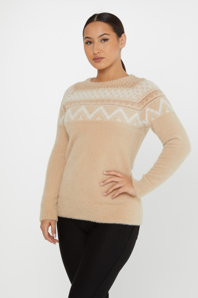 Pull Angora À Motifs Manches Longues Beige - 30682 | KAZEE (Lot de 3 S-M-L) - 2