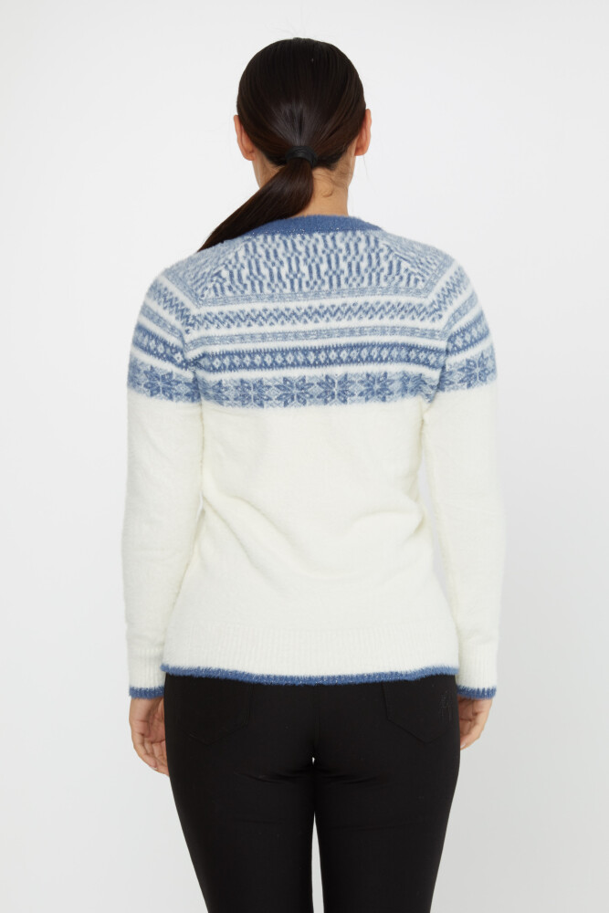 Pull Angora À Motifs Manches Longues Écru-Bleu - 30682 | KAZEE (Lot de 3 S-M-L) - 6