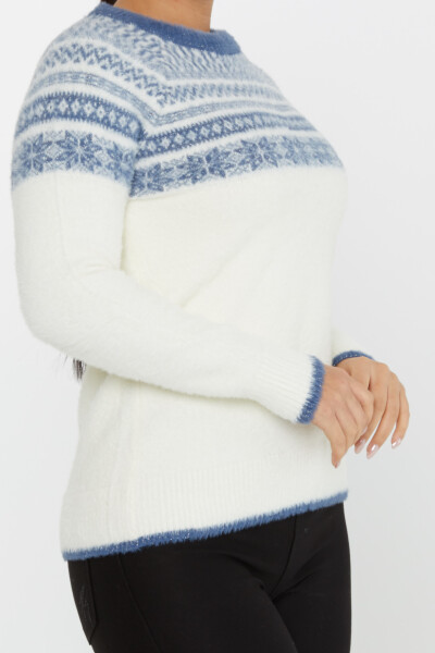 Pull Angora À Motifs Manches Longues Écru-Bleu - 30682 | KAZEE (Lot de 3 S-M-L) - 5