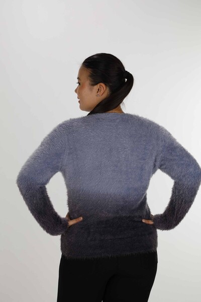 Pull Angora Manches Longues Col V Bleu - 31013 | KAZEE (Lot de 3 S-M-L) - Thumbnail