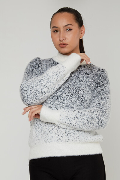 Pull Angora Dégradé De Couleur Col Montant Ecru - 30909 | KAZEE (Lot de 4 S-M-L-XL) - 2