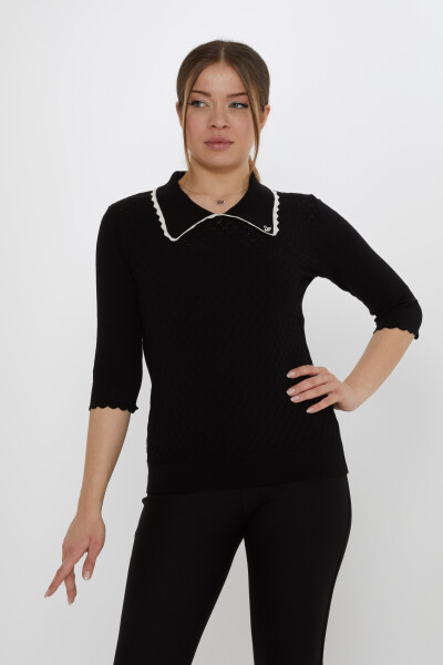 Pull en maille avec broche cygne noir-écru - 31814 | KAZEE (Lot de 3 M-L-XL) - 1