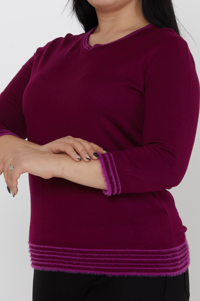Pull en tricot col V manches longues violet - 31353 | KAZEE (Lot de 3 L-XL-2XL) - 3