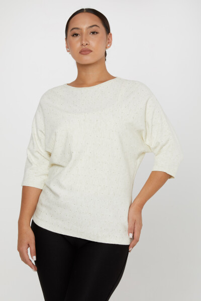 Pull En Maille Pierre Brodée Ecru - 31065 | KAZEE (Lot de 4 M-L-XL-2XL) - 2