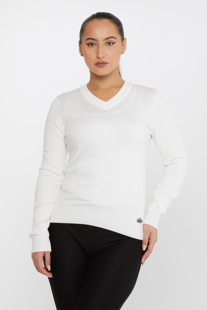 Pull En Maille Basique Manches Longues Écru - 30256 | KAZEE (Lot de 4 M-L-XL-2XL) - 1