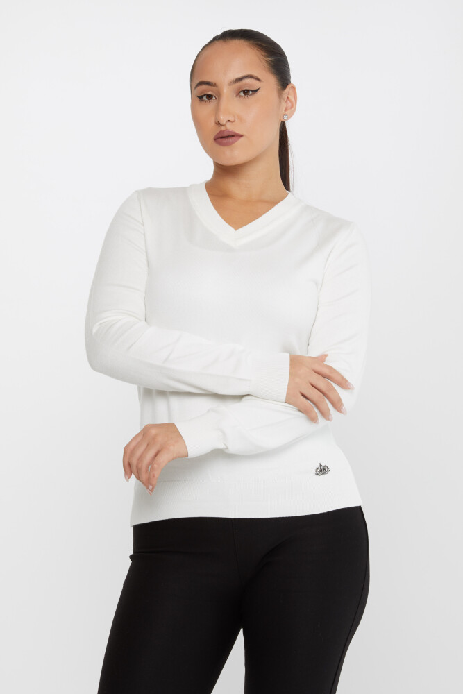 Pull En Maille Basique Manches Longues Écru - 30256 | KAZEE (Lot de 4 M-L-XL-2XL) - 2