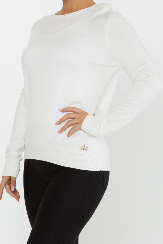 Pull En Maille Basique Col Rond Ecru - 30899 | KAZEE (Lot de 4 L-XL-2XL 3XL) - 4