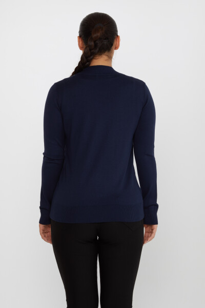 Pull en Maille Pierre Brodée Manches Longues Bleu Marine - 30690 | KAZEE (Lot de 4 L-XL-2XL-3XL) - 5