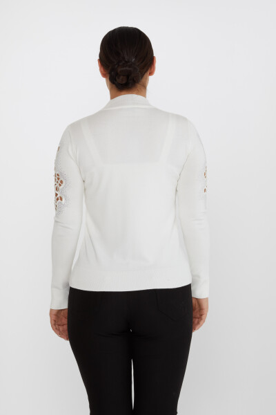 Pull En Maille Pierre Brodée Détail Décolleté Ecru - 31262 | KAZEE (Lot de 4 M-L-XL-2XL) - 5