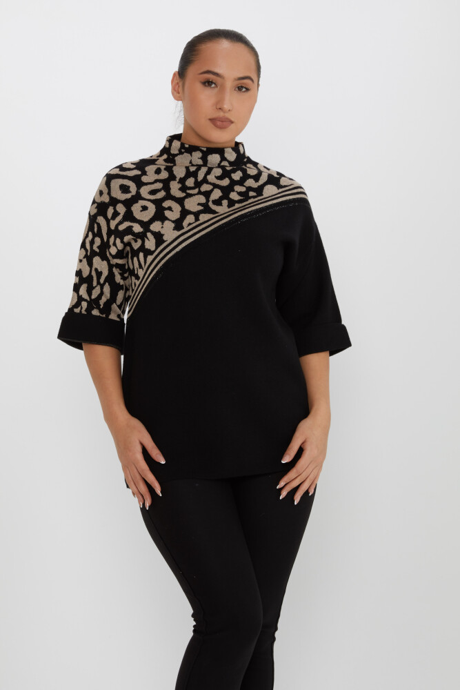 Pull En Maille Pierre Brodée À Motifs Noir-Vison - 30198 | KAZEE (Lot de 3 M-L-XL) - 1