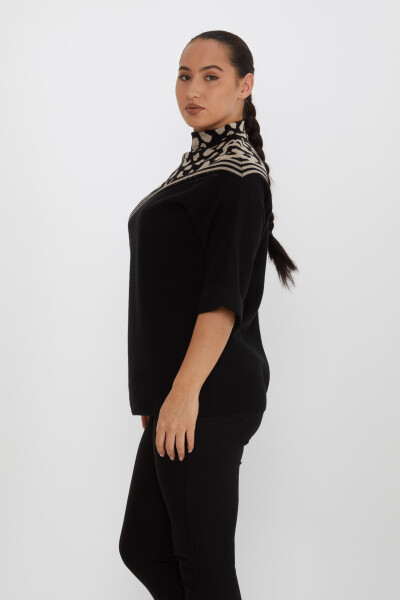 Pull En Maille Pierre Brodée À Motifs Noir-Vison - 30198 | KAZEE (Lot de 3 M-L-XL) - 2