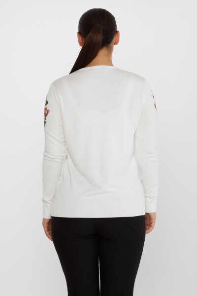 Maille Pull Fleur Brodée Pierre Brodée Ecru - 31673 | KAZEE (Lot de 3 L-XL-2XL) - 5