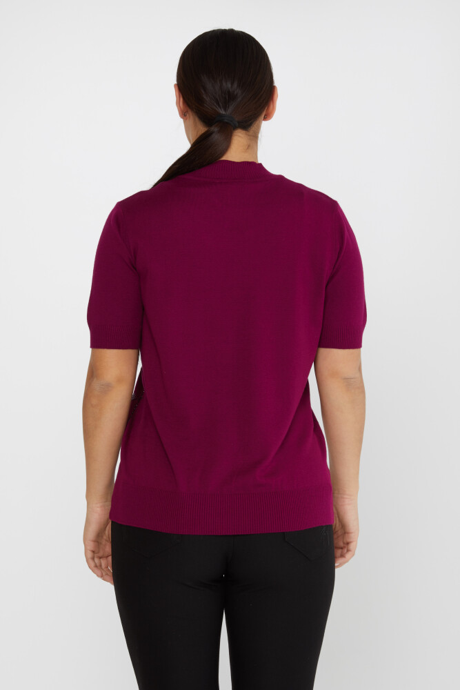 Pull en tricot Pierre colorée brodée à manches courtes Lilas - 30078 | KAZEE (Lot de 4 L-XL-2XL-3XL) - 5