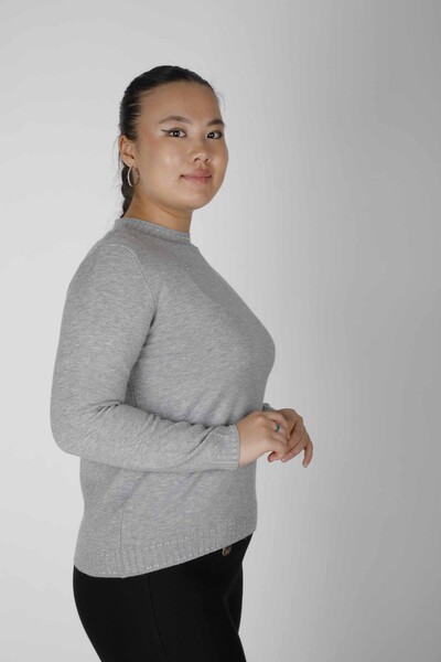 Pull en tricot pailleté à manches longues gris - 31027 | KAZEE (Lot de 4 M-L-XL-2XL) 