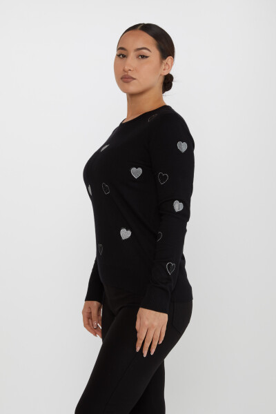 Pull En Maille Coeur À Motif Pierre Brodée Noir - 31241 | KAZEE (Lot de 3 M-L-XL) - 2