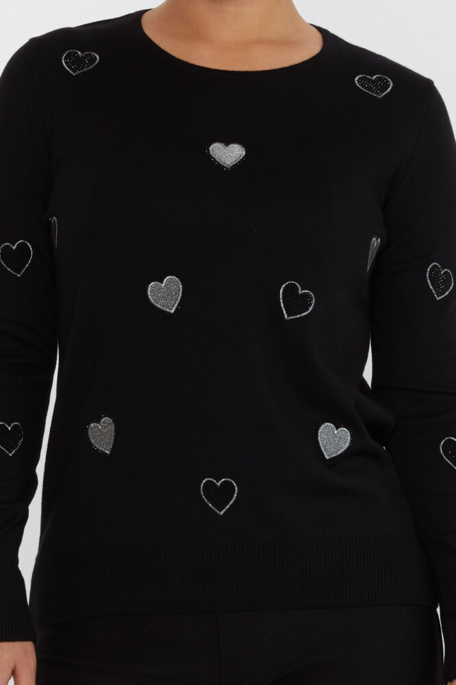 Pull En Maille Coeur À Motif Pierre Brodée Noir - 31241 | KAZEE (Lot de 3 M-L-XL) - 3