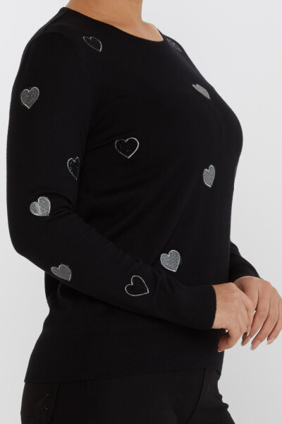 Pull En Maille Coeur À Motif Pierre Brodée Noir - 31241 | KAZEE (Lot de 3 M-L-XL) - 4