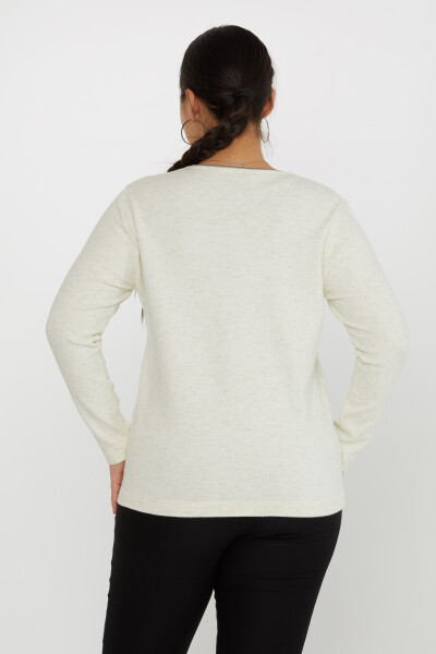 Pull En Maille Perle Brodée Fleur Brodée Ecru - 31719 | KAZEE (Lot de 3 XL-2XL-3XL) - 5