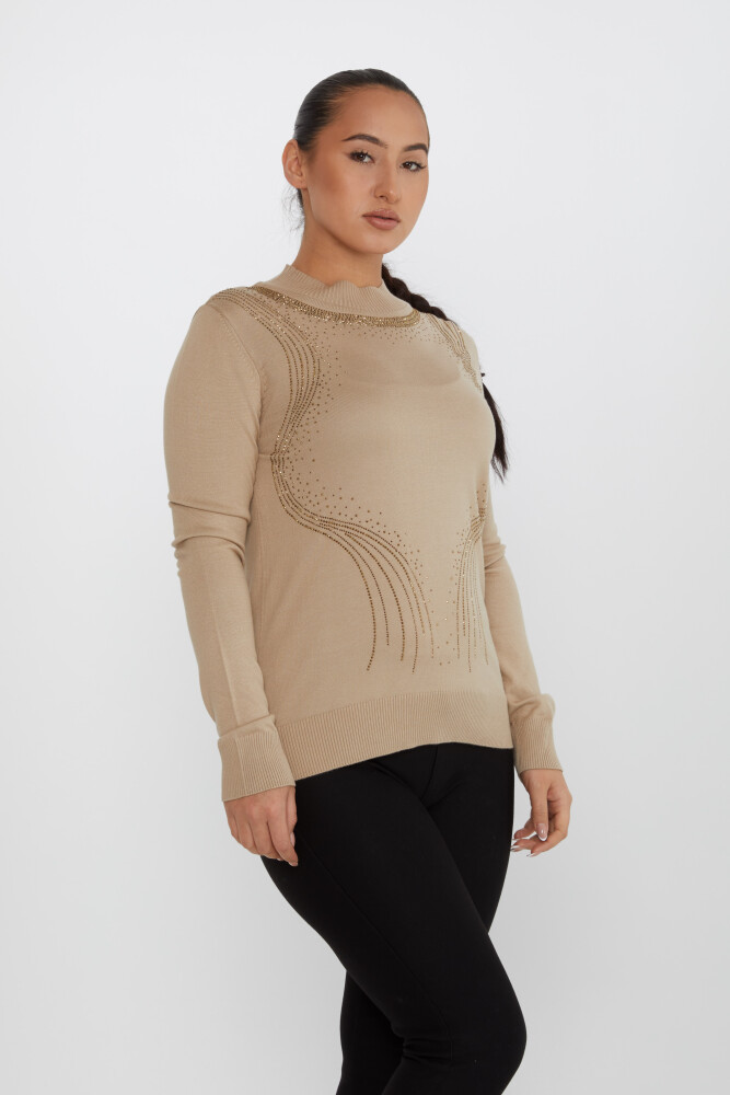 Pull en Maille Pierre Brodée Manches Longues Beige - 30690 | KAZEE (Lot de 4 L-XL-2XL-3XL) - 2