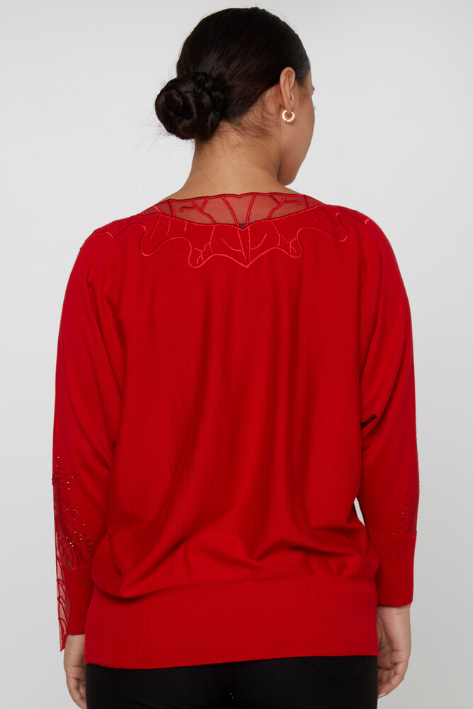 Pull en tricot, pierre brodée, tulle détaillé rouge - 31227 | KAZEE (Lot de 3 L-XL-2XL) - 4