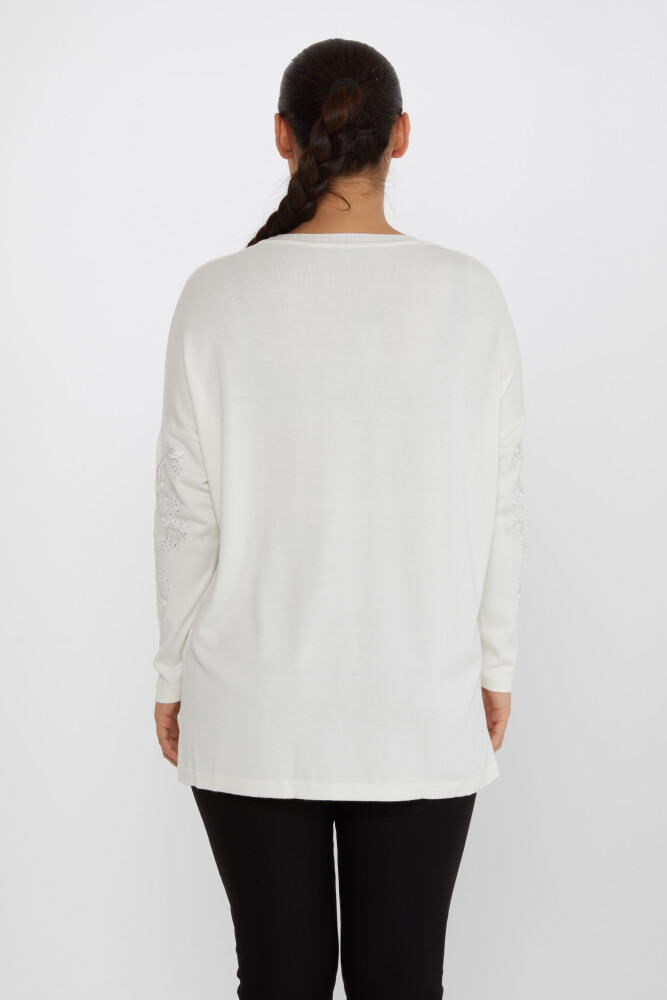 Pull En Maille Avec Broderie De Pierres Manches Longues Ecru - 30527 | KAZEE (Lot de 4 L-XL-2XL-3XL) - 5