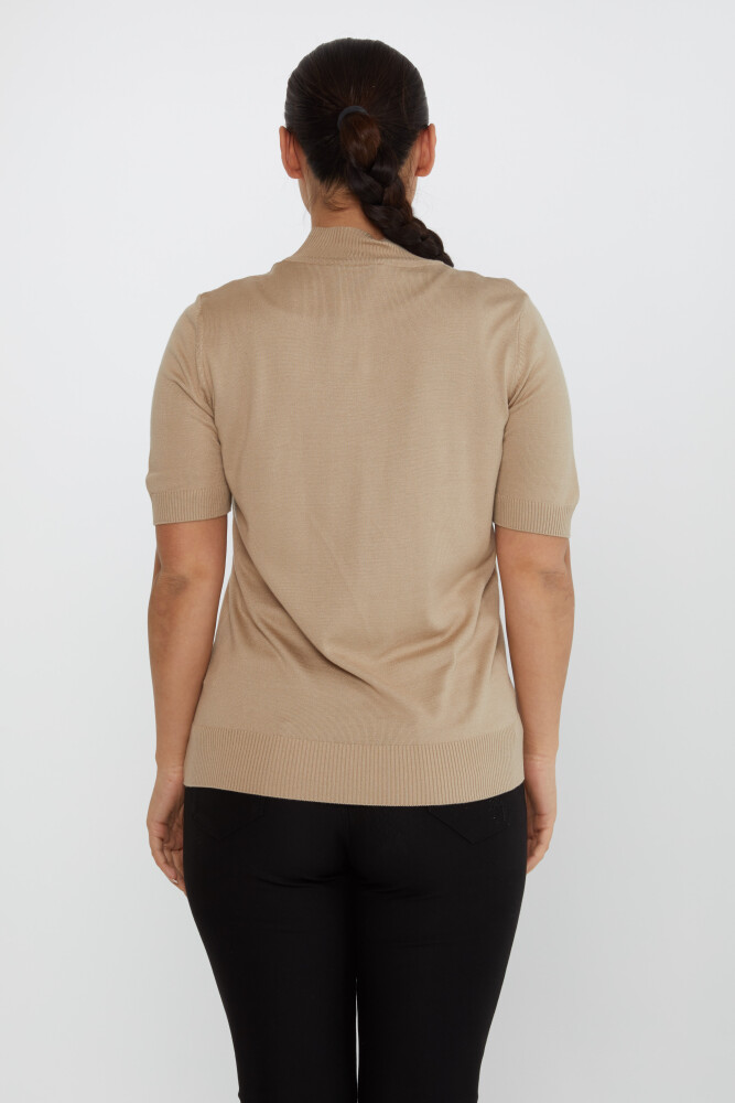 Pull en Maille Tiger Stone Brodé Manches Courtes Beige - 30463 | KAZEE (Lot de 4 L-XL-2XL-3XL) - 5