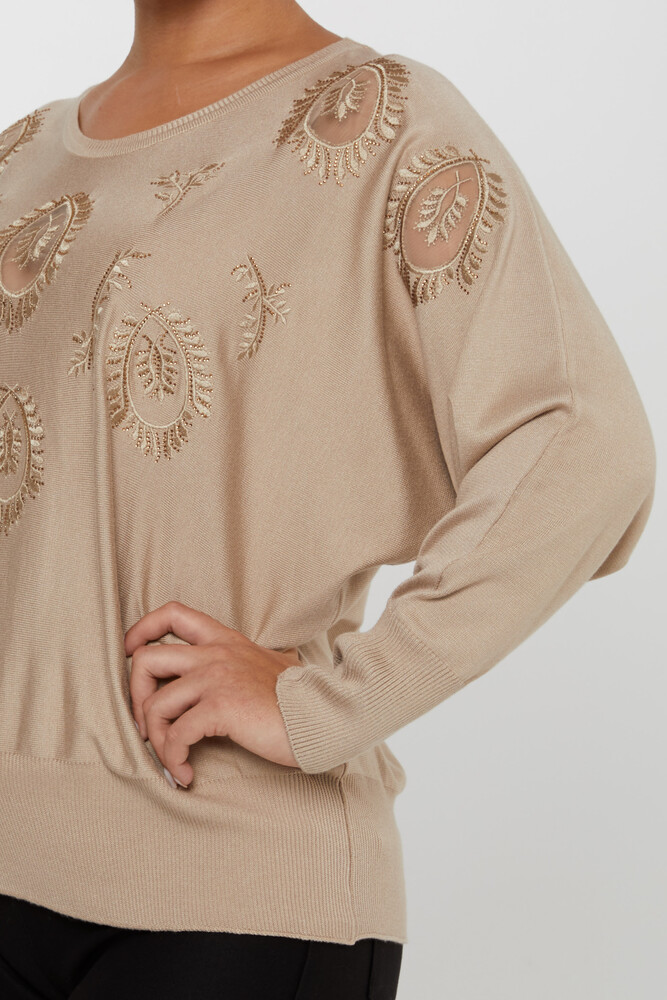 Pull En Maille Tulle Manches Longues Beige - 30902 | KAZEE (Lot de 4 L-XL-2XL-3XL) - 4