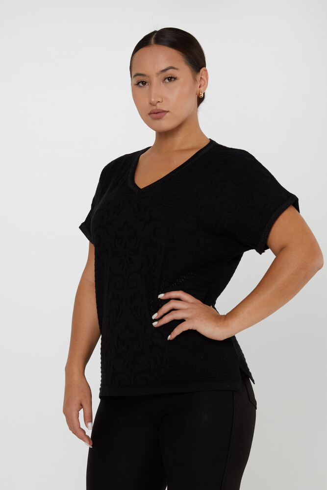 Pull En Maille À Motifs Manches Courtes Noir - 31249 | KAZEE (Lot de 3 L-XL-2XL) - 1